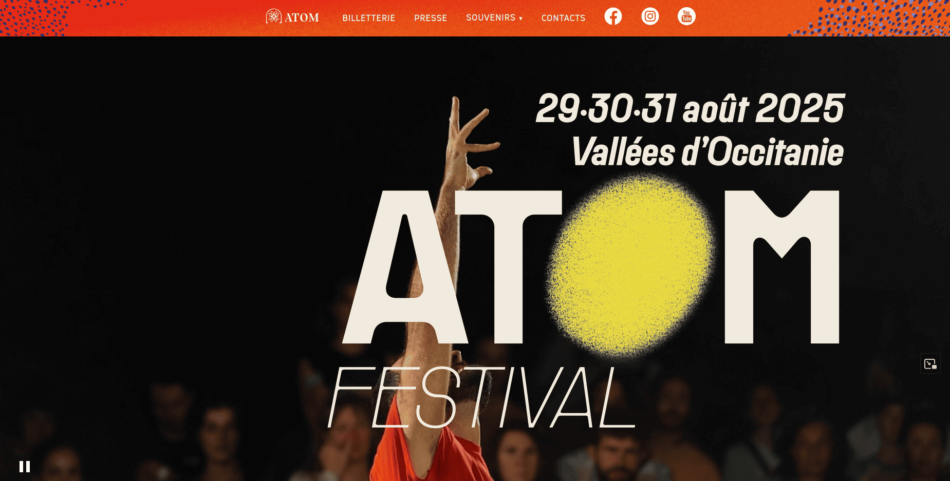 Capture d'écran du site internet de ATOM festival